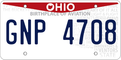 OH license plate GNP4708