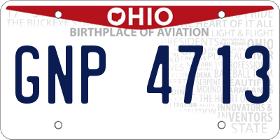 OH license plate GNP4713