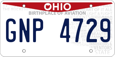 OH license plate GNP4729