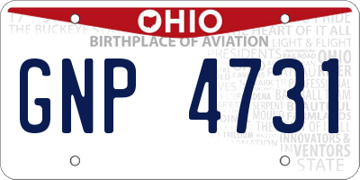 OH license plate GNP4731