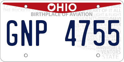 OH license plate GNP4755