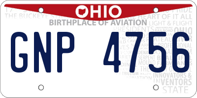 OH license plate GNP4756