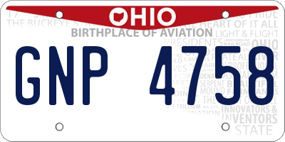 OH license plate GNP4758