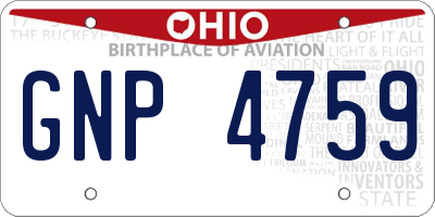 OH license plate GNP4759