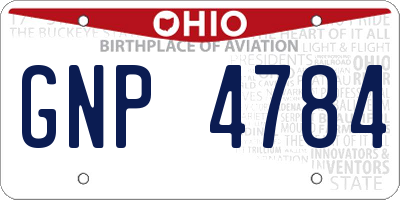 OH license plate GNP4784