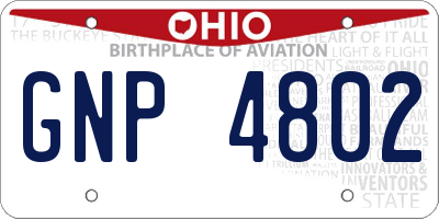 OH license plate GNP4802
