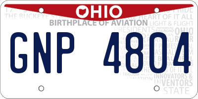 OH license plate GNP4804