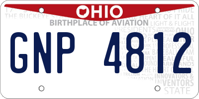 OH license plate GNP4812