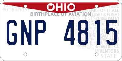 OH license plate GNP4815