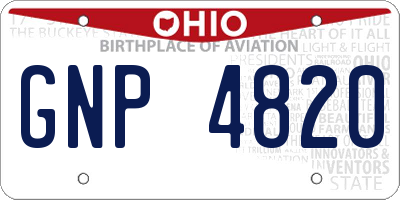 OH license plate GNP4820
