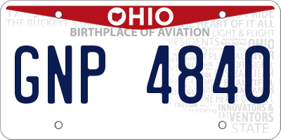 OH license plate GNP4840