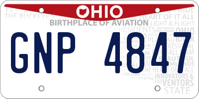 OH license plate GNP4847