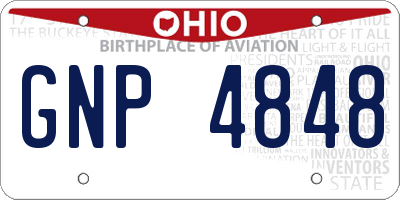 OH license plate GNP4848