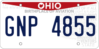 OH license plate GNP4855