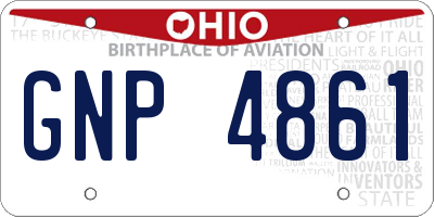 OH license plate GNP4861