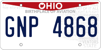 OH license plate GNP4868