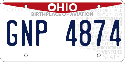 OH license plate GNP4874