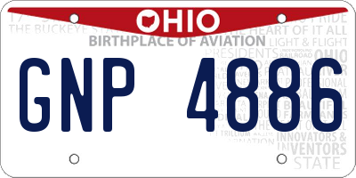 OH license plate GNP4886
