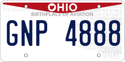 OH license plate GNP4888