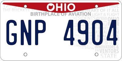 OH license plate GNP4904