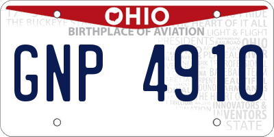 OH license plate GNP4910