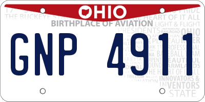 OH license plate GNP4911
