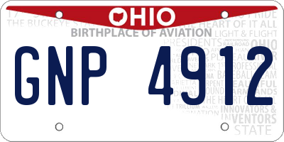 OH license plate GNP4912