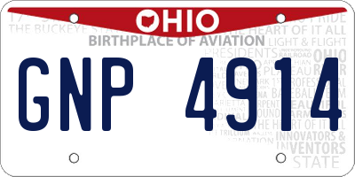OH license plate GNP4914