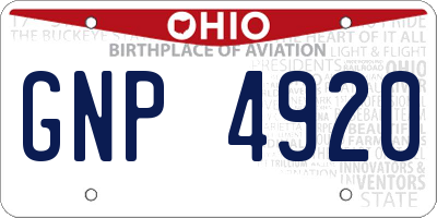 OH license plate GNP4920