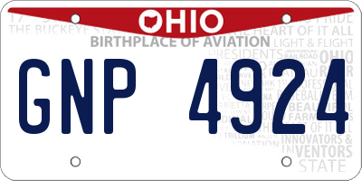 OH license plate GNP4924