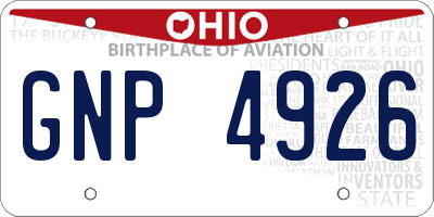 OH license plate GNP4926