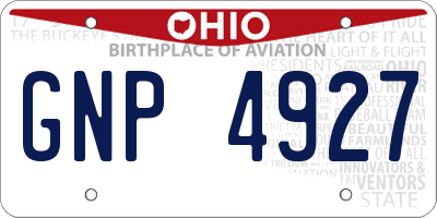 OH license plate GNP4927