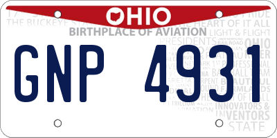 OH license plate GNP4931