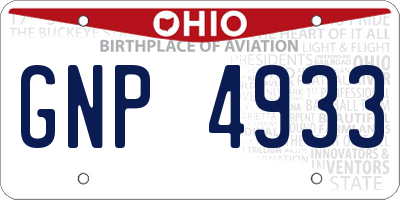 OH license plate GNP4933