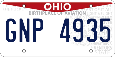 OH license plate GNP4935