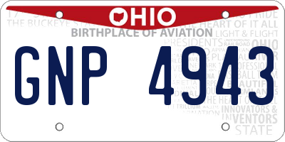 OH license plate GNP4943