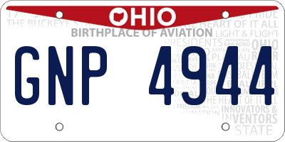 OH license plate GNP4944
