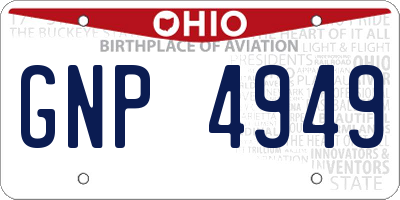 OH license plate GNP4949