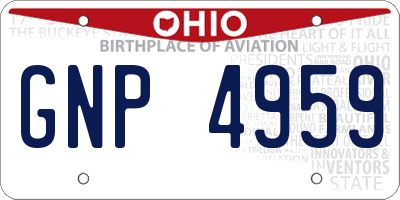 OH license plate GNP4959