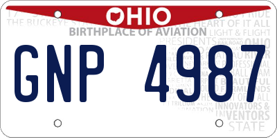 OH license plate GNP4987