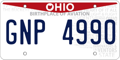 OH license plate GNP4990