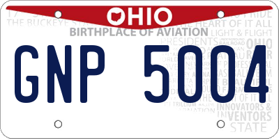 OH license plate GNP5004
