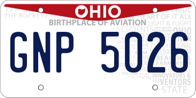 OH license plate GNP5026