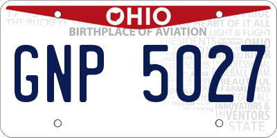 OH license plate GNP5027
