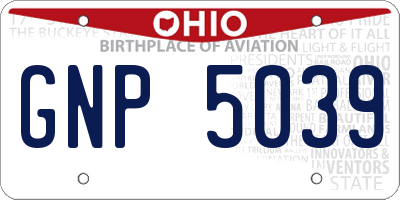 OH license plate GNP5039
