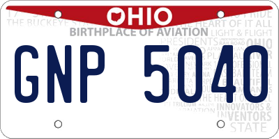 OH license plate GNP5040