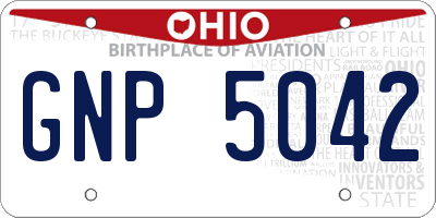 OH license plate GNP5042