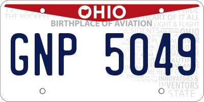 OH license plate GNP5049
