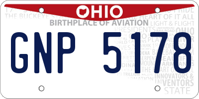 OH license plate GNP5178