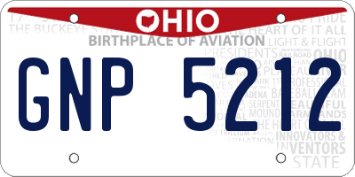 OH license plate GNP5212
